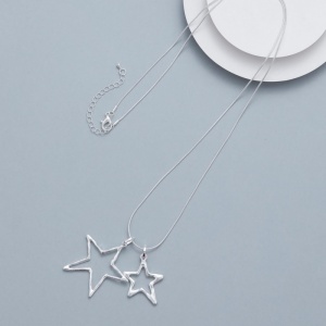 Long Star Necklace - Silver